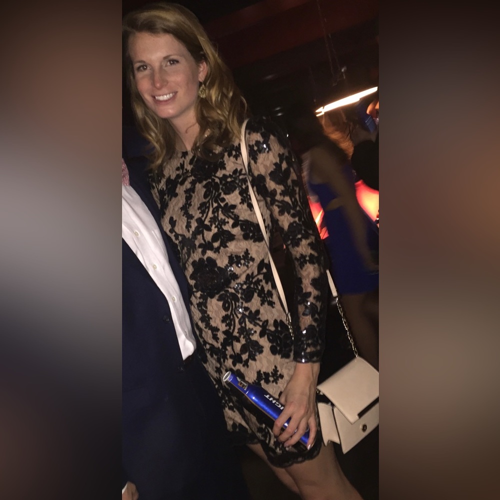 Dress the Population Grace A-line black and nude sequin mini dress